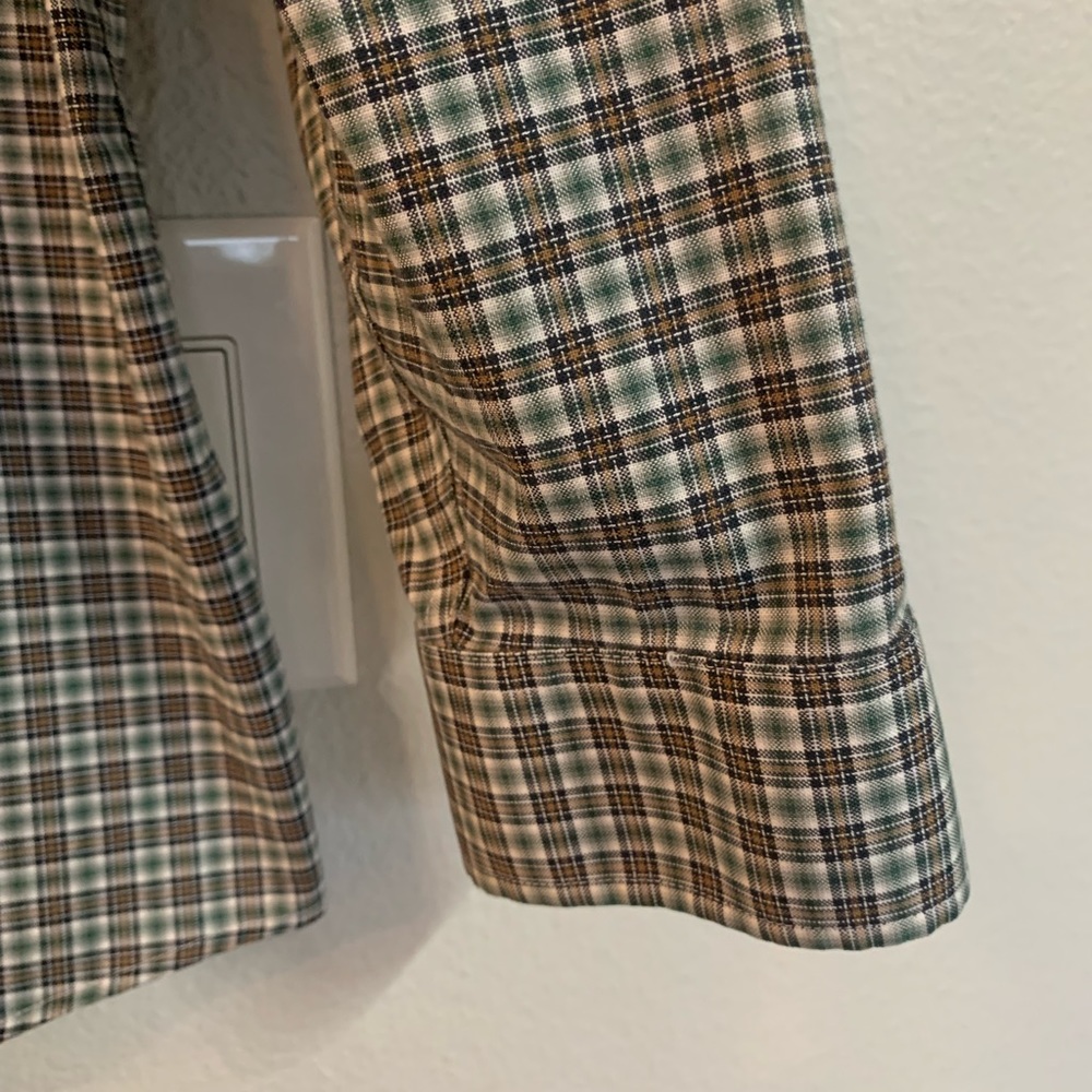 Eddie Bauer plaid maroon/grey wrinklefree buttondown Tall L. - Picture 3 of 10
